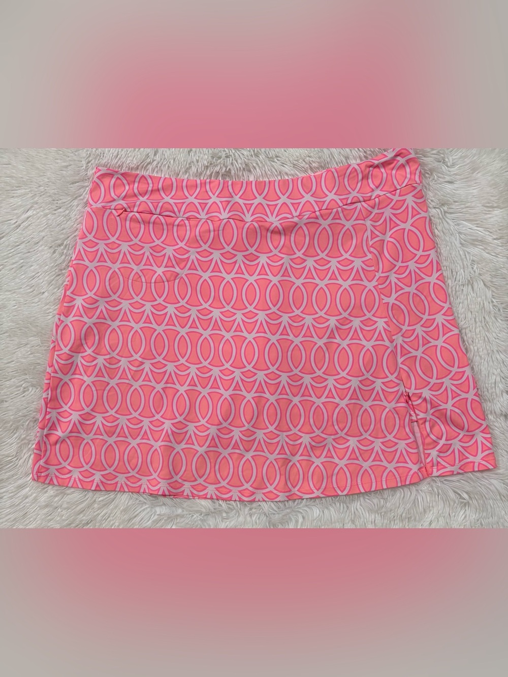 Lulu-B Pink Geo Circle Mini Skirt